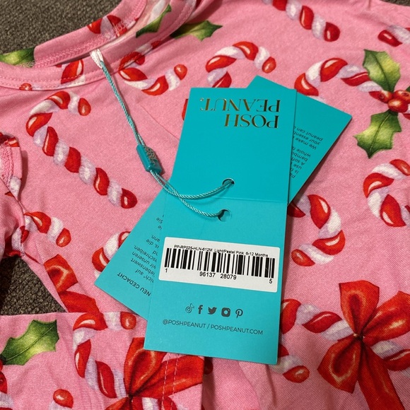 NWT Posh Peanut Candy Cane size 6-12m candy canes and red bows - Picture 2 of 2
